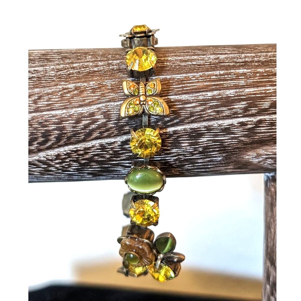 LaContessa by Mary DeMarco Vintage Green Rhinestone Bracelet